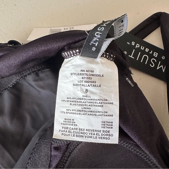 NWT Dreamsuit By Miracle Brands Ruffle Tiered Tankini Swim Top Black Size 8 - Picture 5 of 7